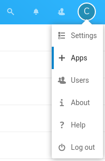 Nextcloud app menu